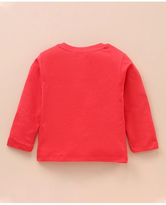 Babyhug Cotton Knit Full Sleeves Solid Tee & Apple Printed Dungaree - Red & Grey