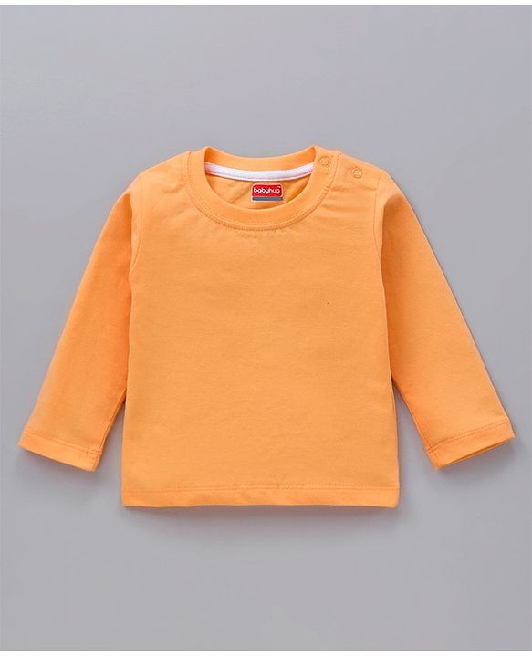 Babyhug Cotton Knit Full Sleeves Solid Tee & Igloo & Penguin Printed Dungaree - Orange & Light Blue