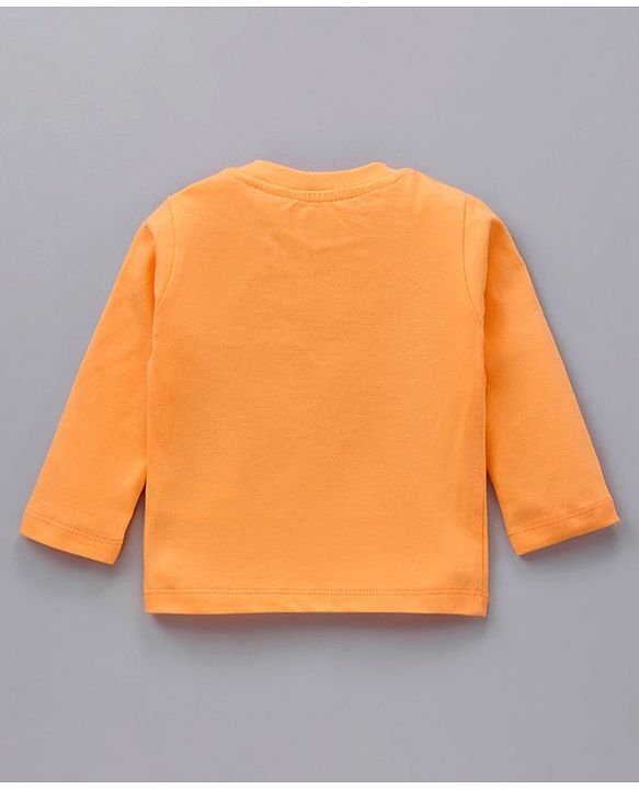 Babyhug Cotton Knit Full Sleeves Solid Tee & Igloo & Penguin Printed Dungaree - Orange & Light Blue