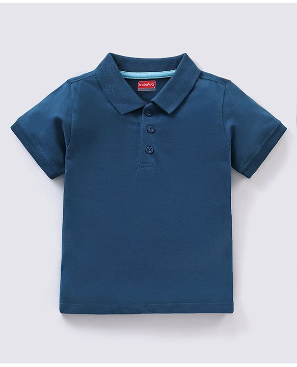 Babyhug Cotton Dungaree with Half Sleeves Solid T-shirt - Blue