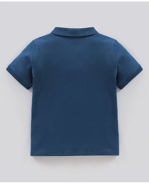 Babyhug Cotton Dungaree with Half Sleeves Solid T-shirt - Blue