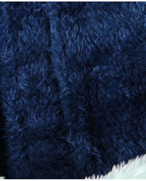 Babyhug Full Sleeves Hooded Velour Bath Robe - Navy Blue