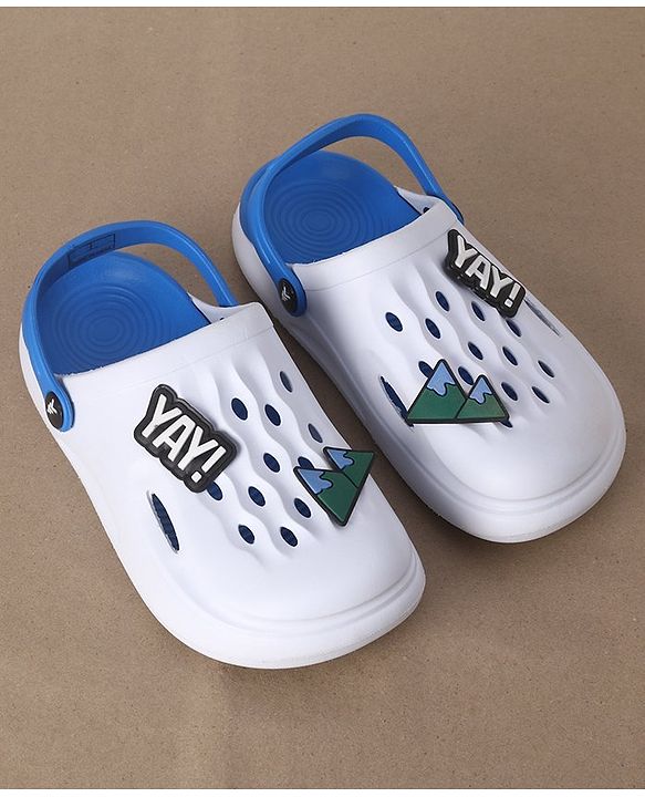 Pine Kids Clogs Mountain And Text Patch - White Blue