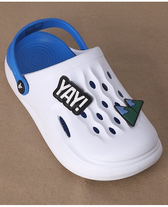 Pine Kids Clogs Mountain And Text Patch - White Blue