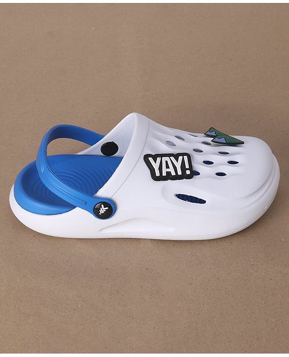 Pine Kids Clogs Mountain And Text Patch - White Blue