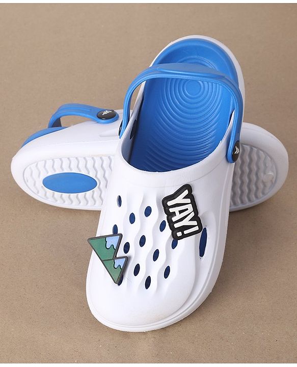 Pine Kids Clogs Mountain And Text Patch - White Blue