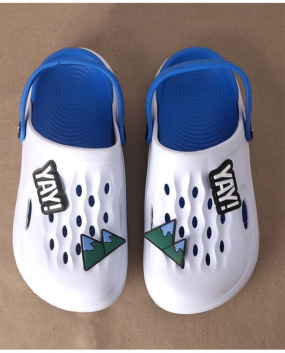 Pine Kids Clogs Mountain And Text Patch - White Blue
