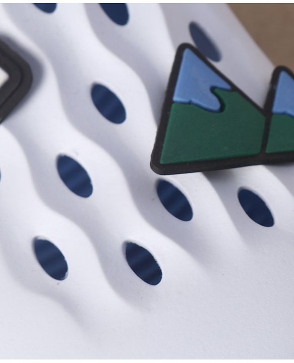 Pine Kids Clogs Mountain And Text Patch - White Blue