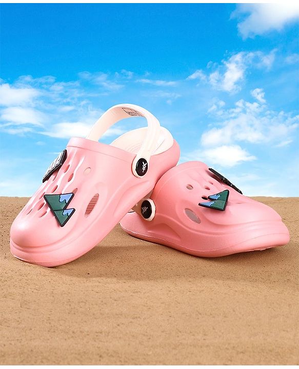 Pine Kids Clogs Mountain And Text Patch - Pink