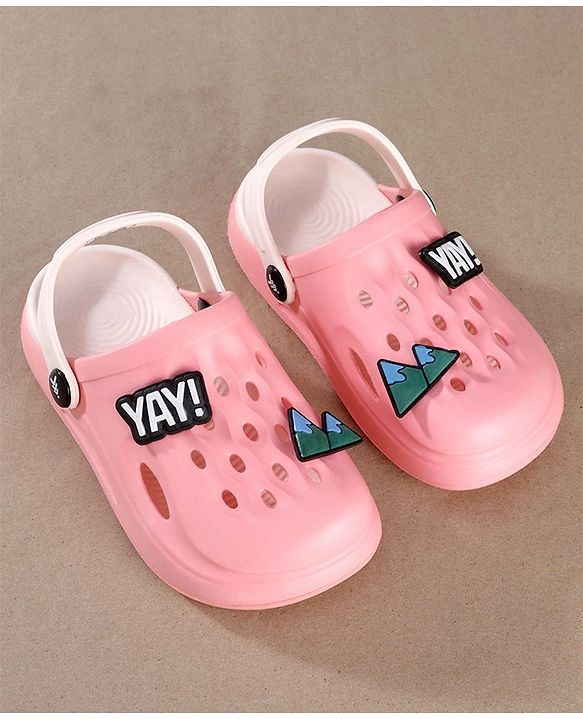 Pine Kids Clogs Mountain And Text Patch - Pink