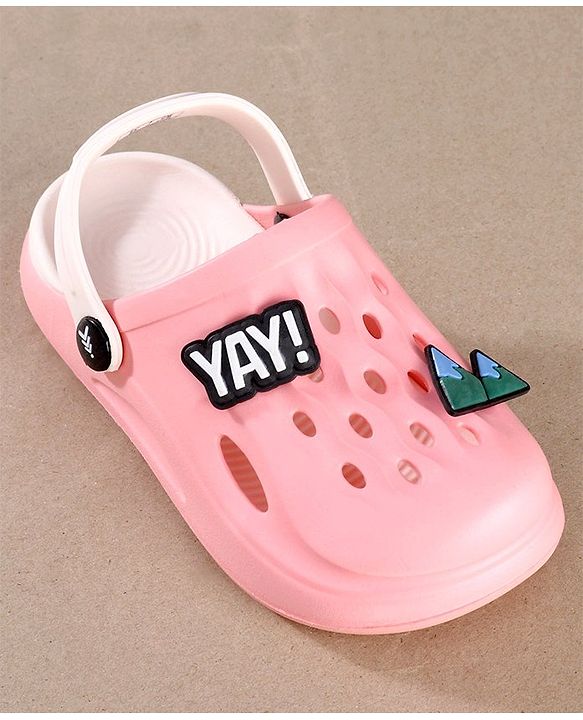 Pine Kids Clogs Mountain And Text Patch - Pink