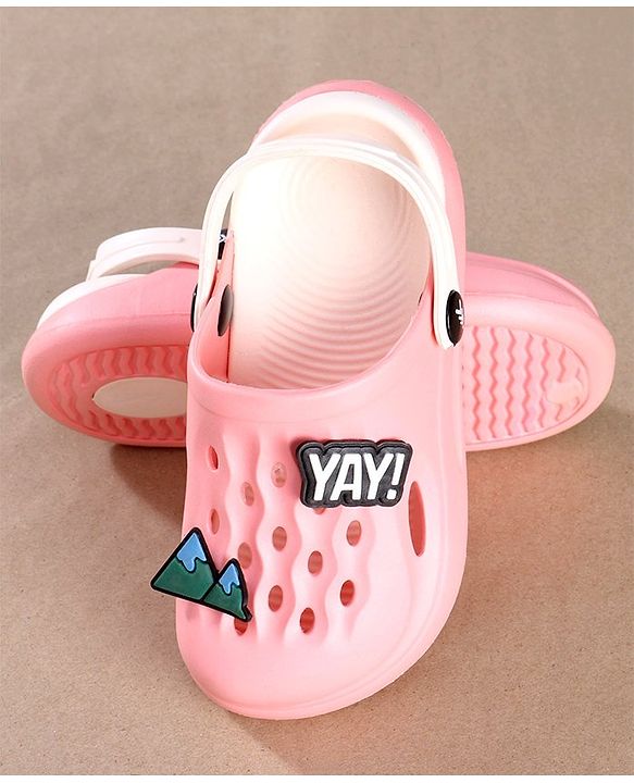 Pine Kids Clogs Mountain And Text Patch - Pink