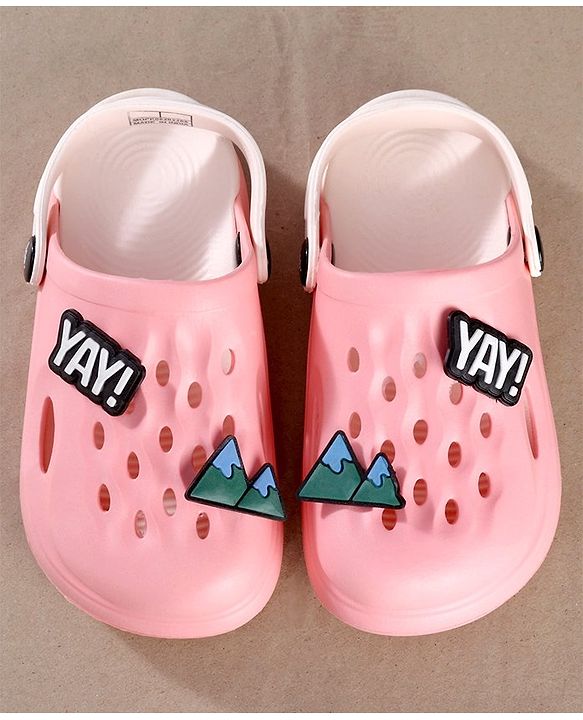 Pine Kids Clogs Mountain And Text Patch - Pink