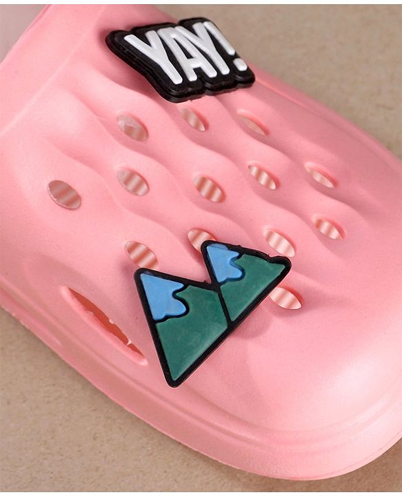 Pine Kids Clogs Mountain And Text Patch - Pink