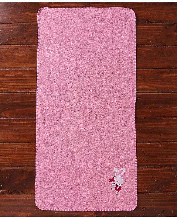 Babyhug Cotton Woven Embroidered Baby Towel - Pink
