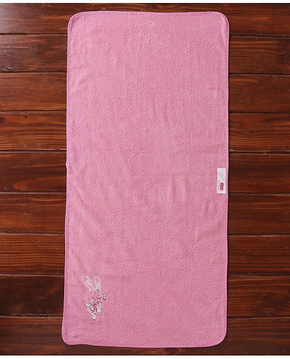 Babyhug Cotton Woven Embroidered Baby Towel - Pink
