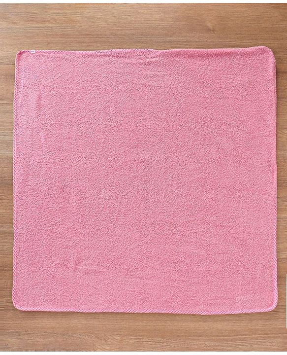 Babyhug Woven Terry Hooded Towel Animal Face Embroidery - Pink