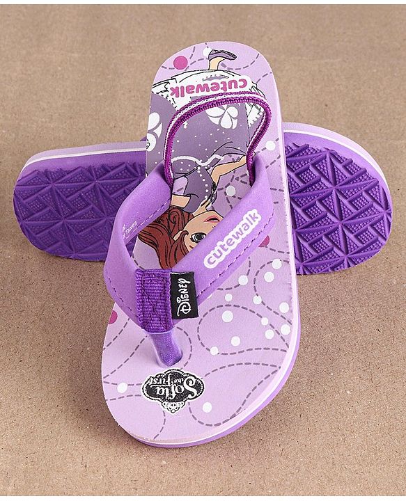 Cute Walk by Babyhug Flip Flops Princess Sofia Print - Purple