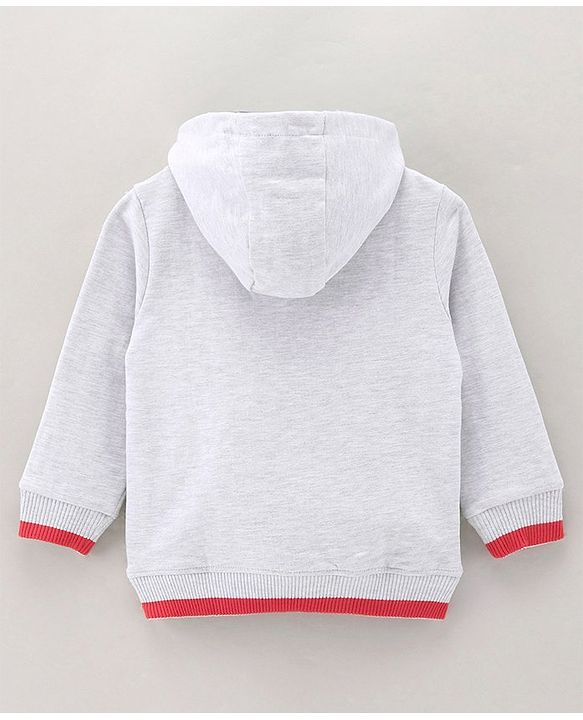 Babyhug Full Sleeves Cotton Hooded Sweatshirt Captain America Print- White Melange