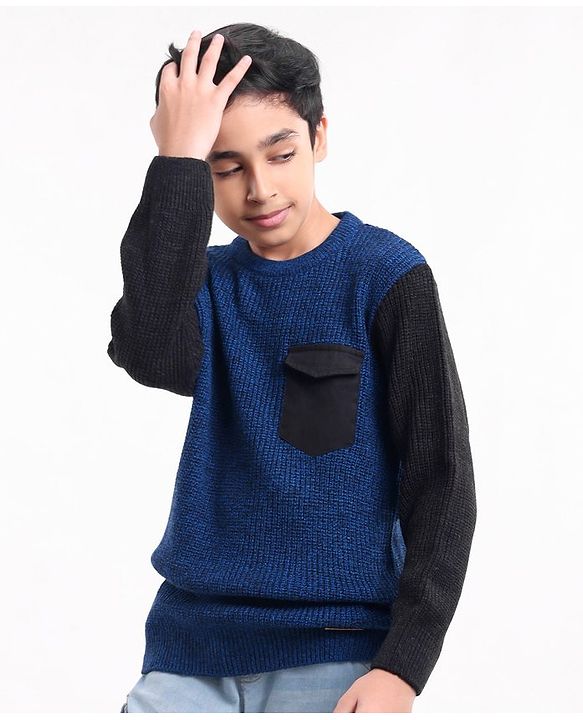 Pine Kids Full Sleeves Moderate Winter Colour Block Pullover Sweater - Multicolour