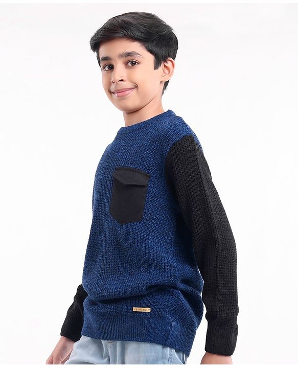 Pine Kids Full Sleeves Moderate Winter Colour Block Pullover Sweater - Multicolour