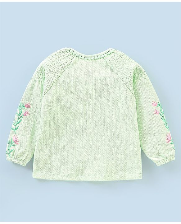 Babyhug 100% Viscose Woven Full Sleeves Embroidered Top and Jeggings Set - Pink & Green