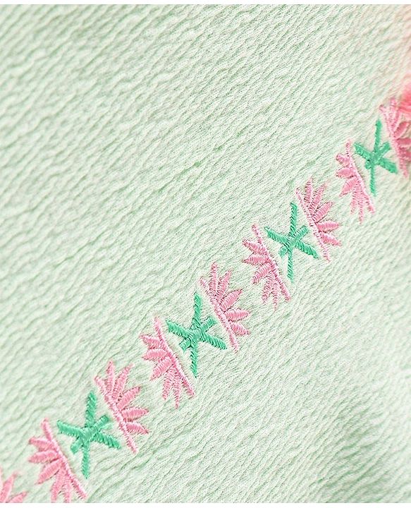 Babyhug 100% Viscose Woven Full Sleeves Embroidered Top and Jeggings Set - Pink & Green