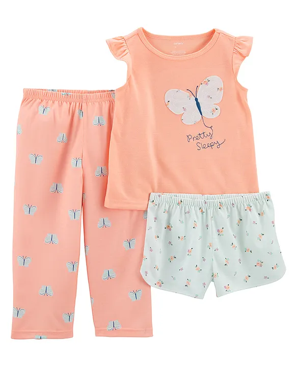 Carter s 3 Piece Butterfly Loose Fit PJs Butterfly Print Pink