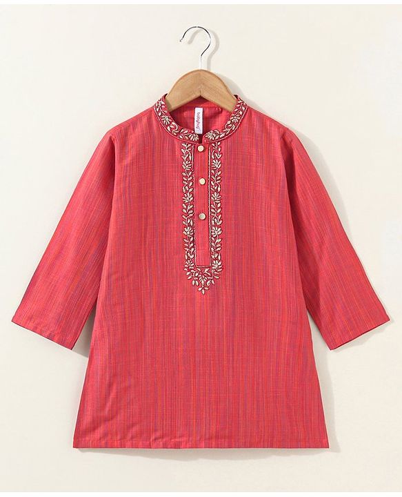 Babyhug Full Sleeves Kurta and Pyjama Set Ethnic Printed - Carrot