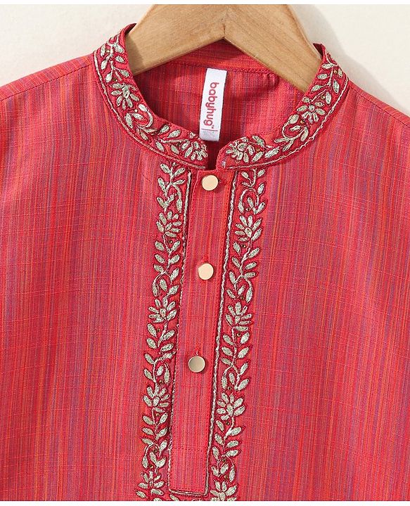 Babyhug Full Sleeves Kurta and Pyjama Set Ethnic Printed - Carrot