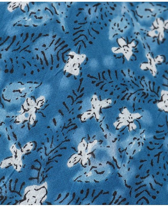 Babyhug Cotton Woven Full Sleeves Floral Printed Kurta - Indigo