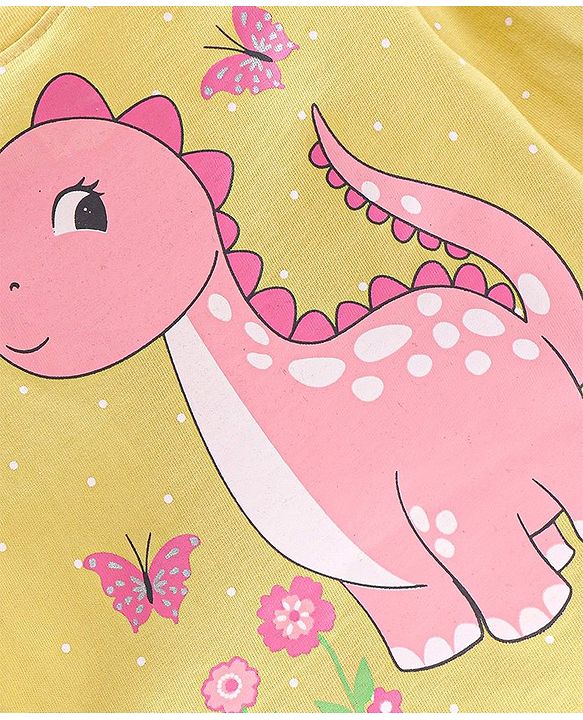Babyhug Full Sleeves Tees With Graphics & Bow Detailing Multiprint - Yellow