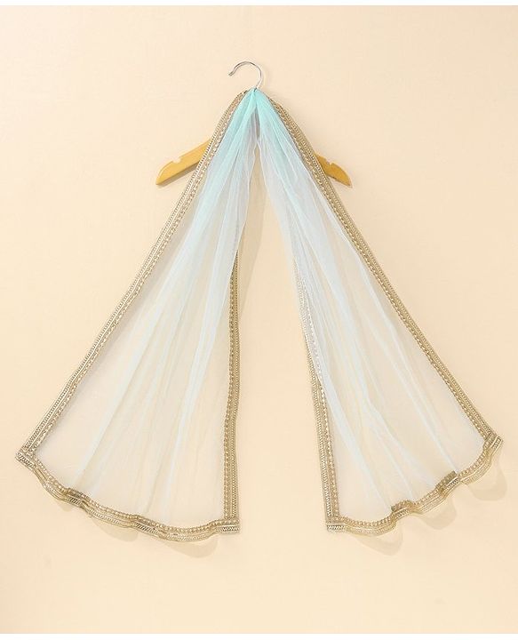 Babyhug Sleeveless Embroidered Choli Lehenga And Dupatta - Aqua