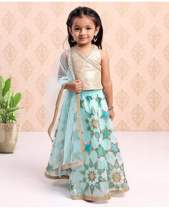 Buy Babyhug Woven Sleeveless Choli & Lehenga Set with Dupatta & Floral  Embroidery Pink & Yellow for Girls (12-18Months) Online in India, Shop at  FirstCry.com - 14218995