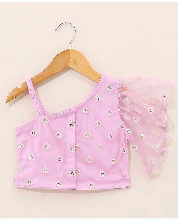 Babyhug Sleeveless Embroidered Choli Lehenga And Dupatta - Lavender