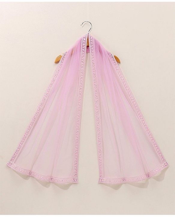 Babyhug Sleeveless Embroidered Choli Lehenga And Dupatta - Lavender