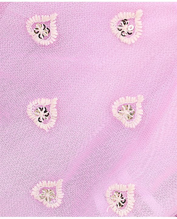 Babyhug Sleeveless Embroidered Choli Lehenga And Dupatta - Lavender