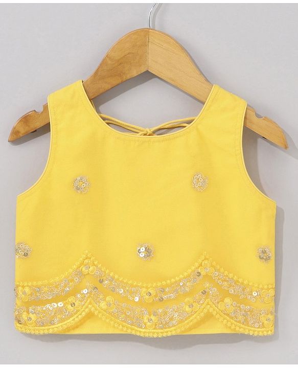 Babyhug Sleeveless Sequinned Choli & Lehenga With Net Dupatta - Yellow