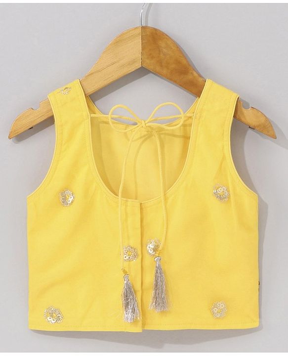 Babyhug Sleeveless Sequinned Choli & Lehenga With Net Dupatta - Yellow