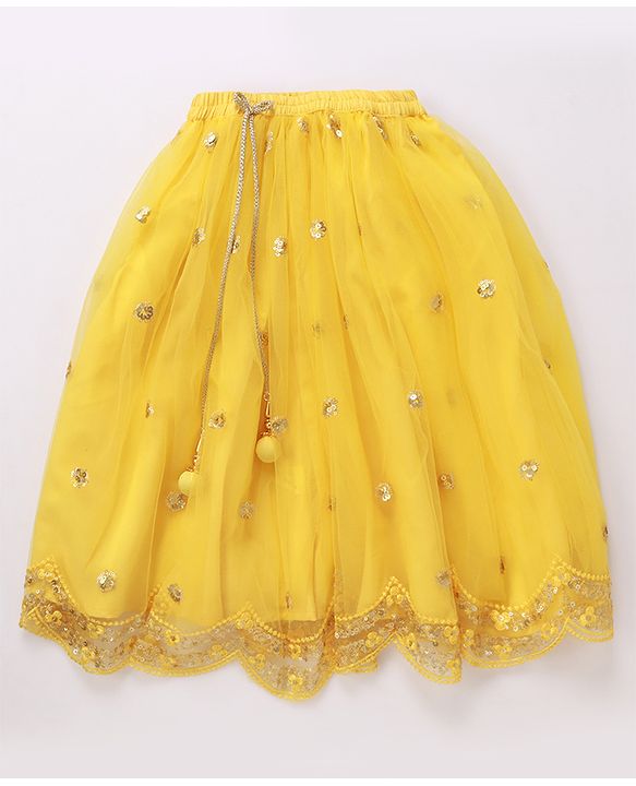Babyhug Sleeveless Sequinned Choli & Lehenga With Net Dupatta - Yellow
