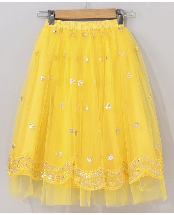 Babyhug Sleeveless Sequinned Choli & Lehenga With Net Dupatta - Yellow