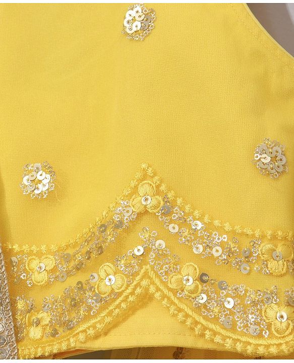 Babyhug Sleeveless Sequinned Choli & Lehenga With Net Dupatta - Yellow