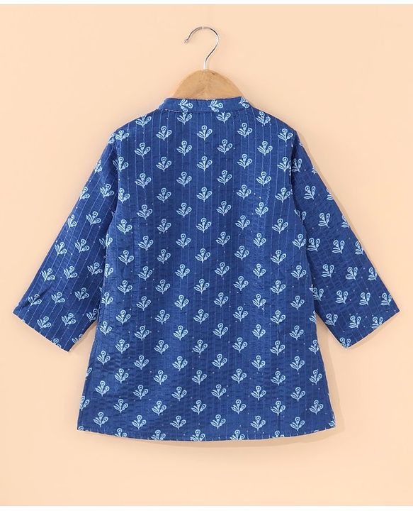 Babyhug Full Sleeves Printed Kurta & Dhoti - Indigo