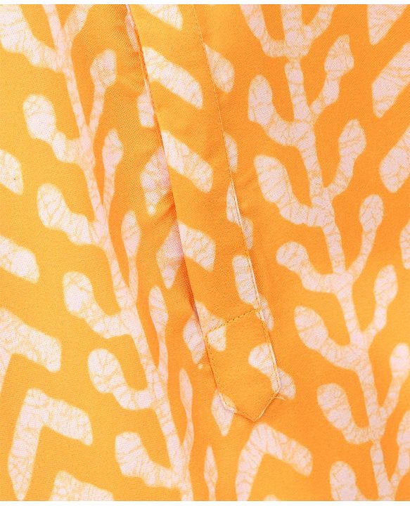 Babyhug Full Sleeves Cotton Kurta & Dhoti Set Printed- Yellow