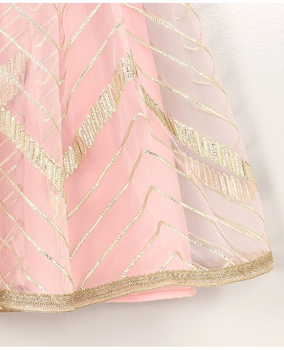 Babyhug Three Fourth Sleeves Embroidered Kurti Palazzo & Dupatta Set with Sequins - Pink