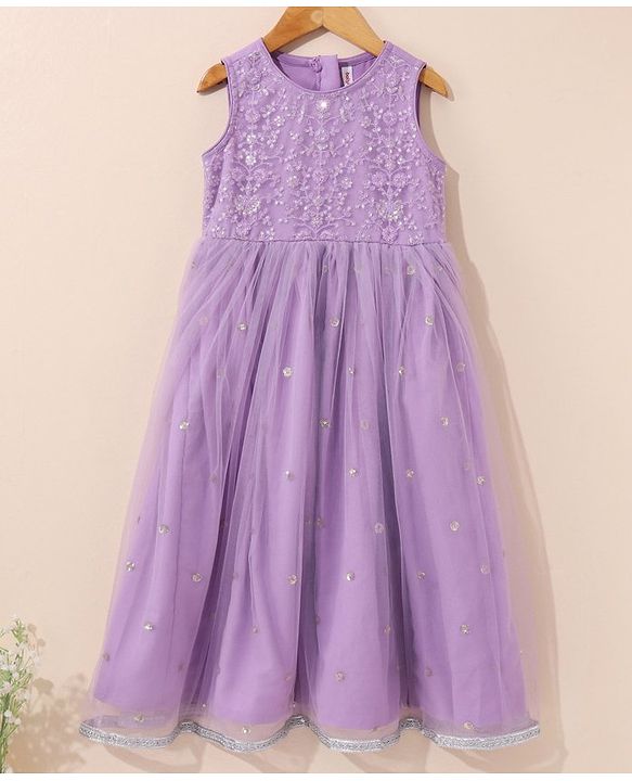 Babyhug Sleeveless Embellished Ethnic Dress- Orchid Bouke