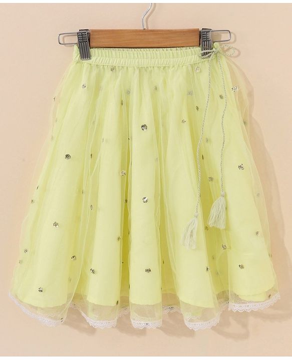 Babyhug Half Sleeves Choli Lehenga And Dupatta Ethnic Printed - Lime Green