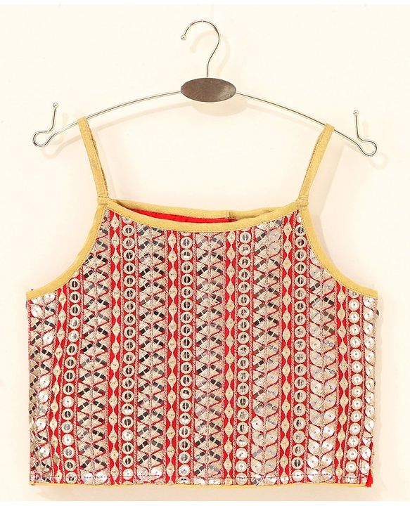 Babyhug Singlet Choli & Lehenga & Dupatta Mirror Detailing - Orange