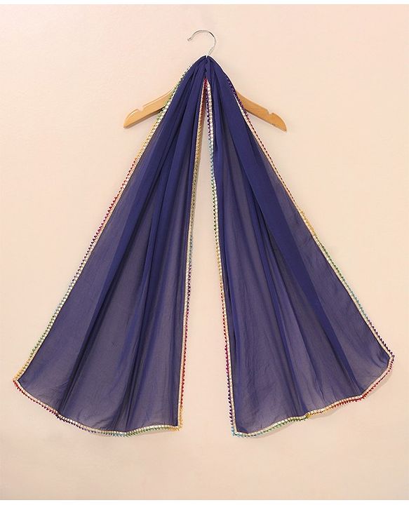 Babyhug Sleeveless Choli & Lehenga Set with Dupatta Floral Print & Sequin Embroidered Border Designs - Blue