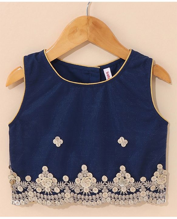 Babyhug Sleeveless Choli Lehenga With Dupatta Embroidered - Blue
